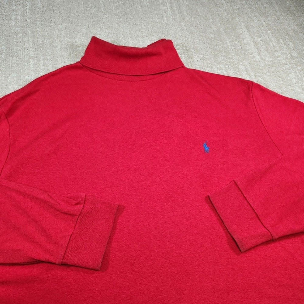 Vintage Polo Ralph Lauren Turtleneck Shirt Men XL Red Heavy Cotton Holiday